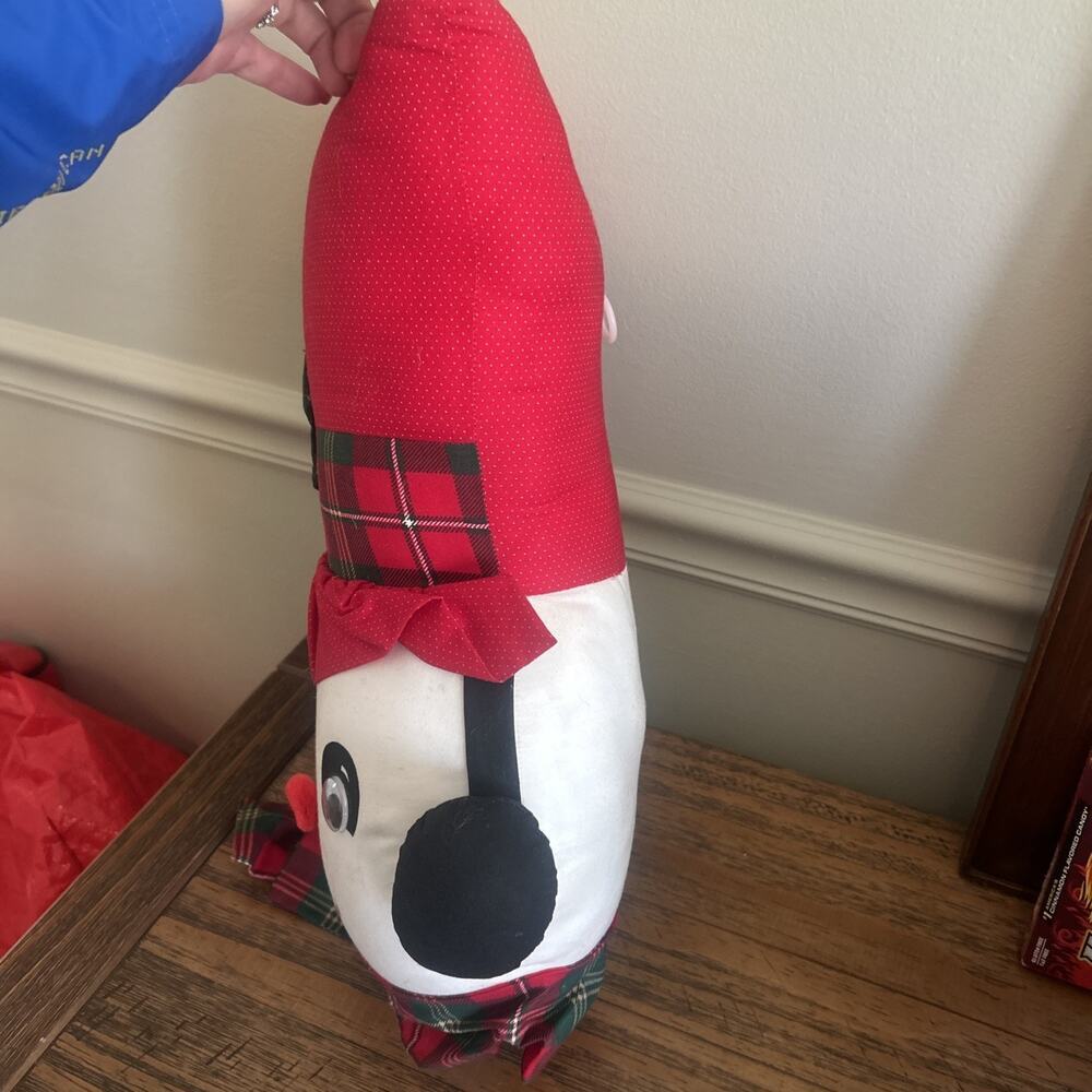 Snowman Vintage Stuffed Christmas Hanging Pillow Head Scarf 19” Tall Holiday - Picture 6 of 9